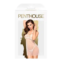 Приталена сорочка-сітка зі стрінгами, L/XL (біла) Penthouse-All Yours - мініатюра 4