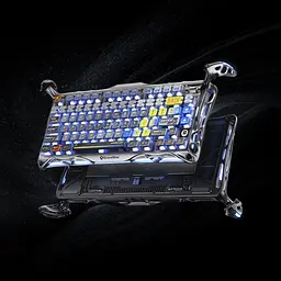 GravaStar Клавіатура механічна Mercury K1 Pro 80keys, GravaStar x Kailh Speedy Mint, BT/WL/USB, RGB, Interstellar Silver - мініатюра 9