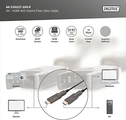 Кабель Digitus HDMI (M/M), 4K, AOC, 10м, чорний teh0013677 - мініатюра 9