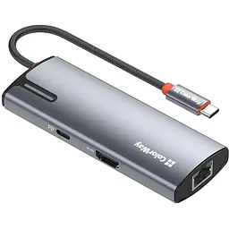 Порт-реплікатор ColorWay Docking Station USB-C 6-в-1 Type C PD 100W/USB3.0х3/HDMI 4К/RJ45 (CW-HUB02)