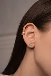 Сережка для хеліксу з жовтого золота Luna Spark (з40107) - мініатюра 4