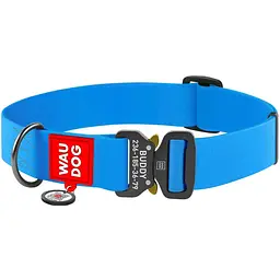 Нашийник для собак Waudog Waterproof, коллартекс, водостійкий, з QR паспортом, 43-70х4 см, блакитний