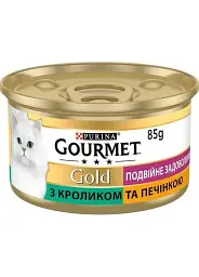 Вологий корм для котів Gourmet Gold подвійне задоволення з кроликом та печінкою, 85 г