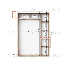 Шафа-купе Idea серія 5 150 x 45 x 210 см Дуб сонома Дзеркало - мініатюра 2