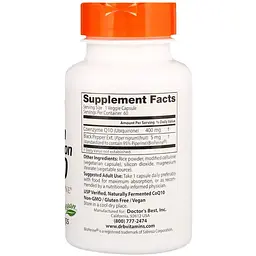Коензим Q10 з біоперином Doctor's Best High Absorption CoQ10 with BioPerine 400 мг 60 желатинових капсул - мініатюра 2