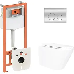 Набір Q-tap Nest 4 в 1 підвісний унітаз Swan Ultra Quiet 520x360x320 + комплект інсталяції QT16335180W48203