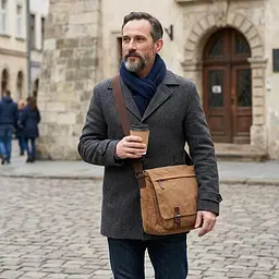 Велика сумка для ноутбука з клапаном із текстилю 21242 Vintage коричнева