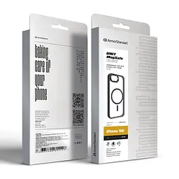 Чехол Apple iPhone 16e/17e, Unit MagSafe, черный, прозрачный, магсейф, противоударный, магнитный, панель-накладка с поддержкой MagSafe, с поддержкой беспроводной зарядки, TPU+PC, защита всего корпуса, ударопрочный, ArmorStandart (ARM83874) - мініатюра 6