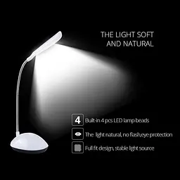 Настільна лампа LED DESK Light X-7188, біла, на батарейках 3×AAA, гнучка ніжка - мініатюра 3