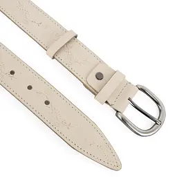 Ремінь шкіряний жіночий бежевий з квітами SFIP SF-3531 beige-2 (130 см) - мініатюра 4