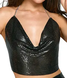 Топ - Cottelli Collection Metal Top Black S-L - мініатюра 4
