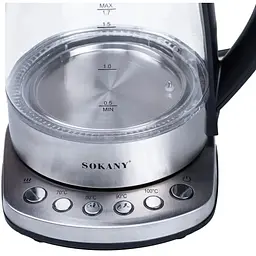 Електрочайник SK-09003 скляний дисковий з регулюванням температури 1.7 л 2200 Вт - мініатюра 4