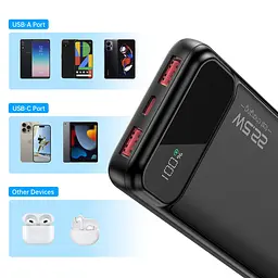 УМБ Choetech 10000mAh 22.5W PD,QC3.0 2USB-A+USB-C Black - мініатюра 4
