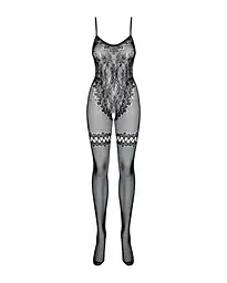 Бодістокінг Obsessive Bodystocking F213 S/M/L, імітація мереживного боді та резинки для панчіх - мініатюра 5