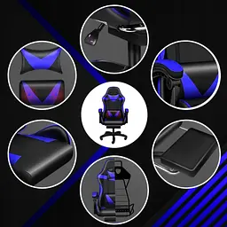 Крісло геймерське Yato Player з підставкою для ніг та масажем Blue/Black (100002) - мініатюра 5