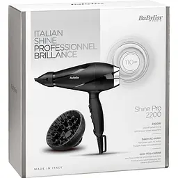 Фен BaByliss, 2200Вт, 2 режими, дифузор, іоніз-я, хол. обдув, чорний - мініатюра 6