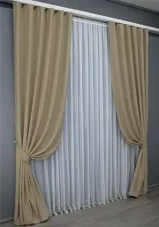 Комплект штор VR-Textil Midnight блекаут 2 шт 100x290 см темний бежевий (1230ш) - мініатюра 3