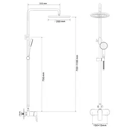 Душова система RJ Velum хром RSZ082-5, Хром - мініатюра 2