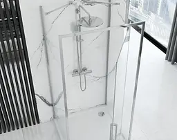Душова кабіна Rea Rapid Swing 100x90 chrome пристінна REA-KPL-09122, Хром, Універсальна, прозорий, хром - мініатюра 2