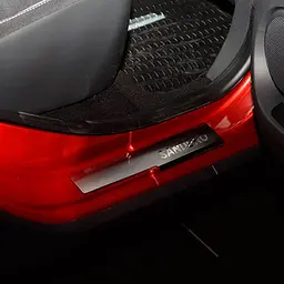 Накладки на пороги для Renault Sandero II 2012-2020 Нержавіюча сталь із загином та Логотипом 4 шт (Premium P-RE30) - мініатюра 2
