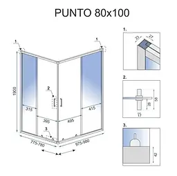 Душова кабіна Rea Punto 80x100 gold розсувна REA-K6442, Золотий, Універсальна, прозорий, золотий - мініатюра 6
