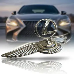 Емблема приціл Lexus орлині крила метал Хром 215х70х72 мм на скотчі - мініатюра 3