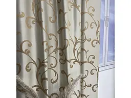 Жакардові штори золотистого кольору з вензелем на тасьмі 2шт. 150х270 ALBO pbe0052396 - мініатюра 6