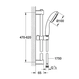 Душовий гарнітур Grohe QuickFix Vitalio Start 100 26032000, Хром - мініатюра 2