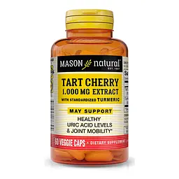 Натуральна добавка Mason Natural Tart Cherry Extract 1000 mg with Turmeric, 60 вегакапсул