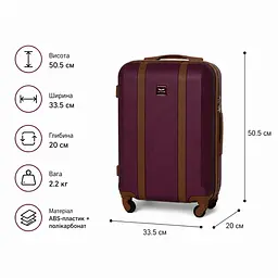Валіза Wings GDW01 міні 28л бордова (GDW01-XS-Burgundy) - мініатюра 2