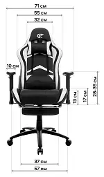 Геймерське крісло GT Racer чорне (X-2534-F Fabric Black) - мініатюра 12