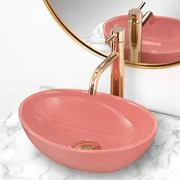 Умивальник Rea Sofia Mini pink накладний рожевий REA-U6335, Цветной - мініатюра 2