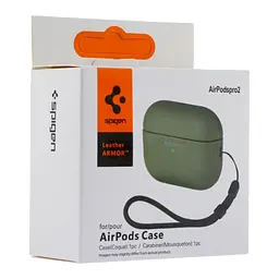 Футляр із нейлоновим шнурком Spigen Leather Armor Airpods Pro Pitch Green (35261_3345598) - мініатюра 2