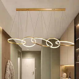 Золота підвісна LED люстра з 5 переплетеними кільцями Artlight YDH2160/5GD в сучасну кімнату