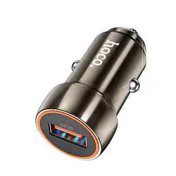 Автомобільне зарядне пристрій HOCO Z46 синій shield single port QC3.0 18W металево-сірий