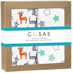 Пелюшки дитячі багаторазові Cosas Deers CS1 2 шт 80х100 см (Бязь_Олені_ПряникиМ'ятні)