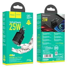Адаптер мережевий HOCO Rigorous charger N19 1 вихід Type-C 25W чорний - мініатюра 4