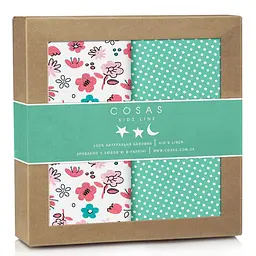 Пелюшки багаторазові Cosas дитячі Flowers 2 шт., 80х100 см, м'ятні