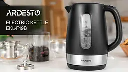 Електрочайник Ardesto EKL-F19B, чорний, 2200W, 1.7 л, дисковий, пластиковий корпус, індикатор рівня води, підсвічування, - мініатюра 2