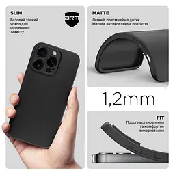 Чехол-накладка для смартфона Apple iPhone 16 Pro противоударный, силиконовый, термополиуретановый (ТПУ), с защитой камеры и корпуса, черный, защита всего корпуса, ArmorStandart (ARM78497) - мініатюра 3