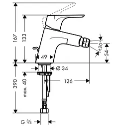 Змішувач для біде Hansgrohe Focus E2 31920000 Хром - мініатюра 2