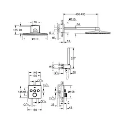 Душова система прихованого монтажу Grohe Grohtherm Cube 34804000, Хром - мініатюра 2
