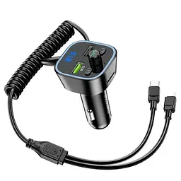 Автомобільний FM модулятор (трансмітер) Borofone Eminency USB QC3.0 Type-C- Lighting USB Дисплей (BC45) - мініатюра 2