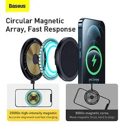 Зарядний пристрій Qi BASEUS Simple Magnetic Stand Wireless Charger 15W Max (CCJJ000001) чорний - мініатюра 9