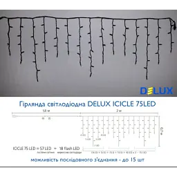 Гірлянда Delux Icicle 75LED 2x0.7m 18 flash білий/чорний IP44 EN (90012952) - мініатюра 3