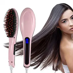 Електрична щітка-випрямляч Fast Hair Straightener HQT-906 Фен-щітка для випрямлення та укладки волосся з LED дисплеєм та