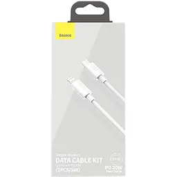 Кабель Baseus Simple Wisdom Cable Type-C to Lightning Kit 5A 1.5m 2PCS-Set 1.5m TZCATLZJ-02 White - мініатюра 3
