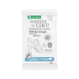 Беззернові ласощі для білих собак Nature's Protection SC White Dogs Healthy hips & joints з рибою, 110 г