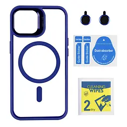 Чохол із підставкою MagSafe TPU PC Metal Stand Case and Camera Lenses Apple iPhone 14 Dark Blue - мініатюра 2
