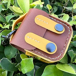 Шкіряний футляр Briefcase для навушників AirPods 1/2 Brown / Yellow - мініатюра 3